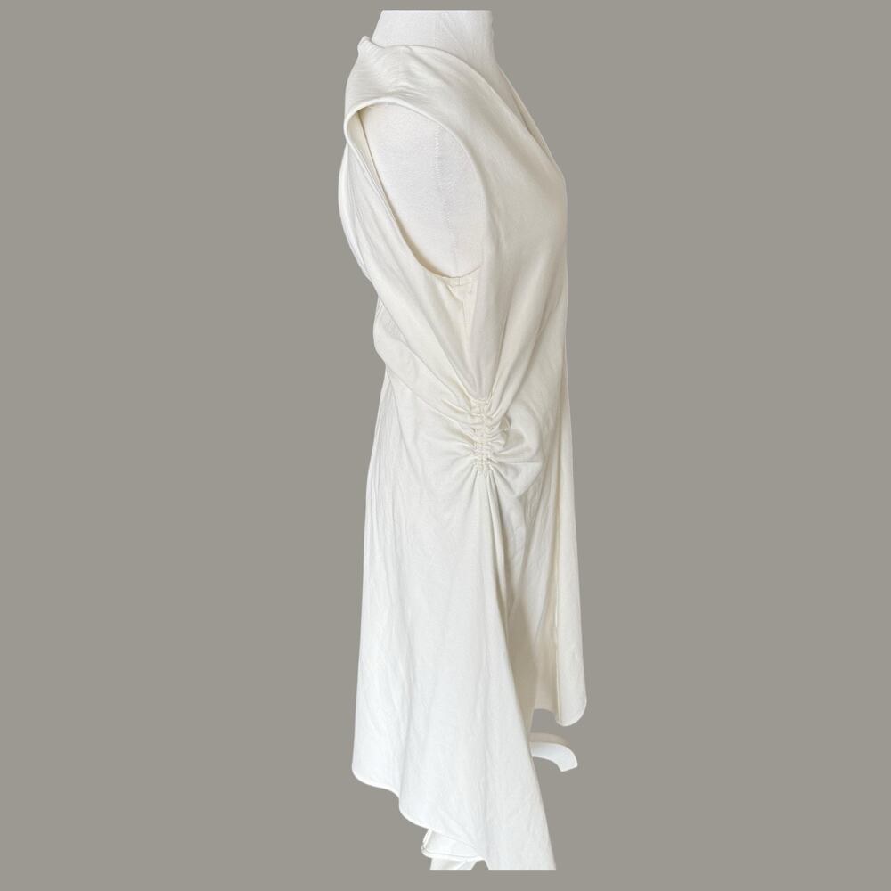 COS Gathered Asymmetric White Midi Dress M - Picture 6 of 13